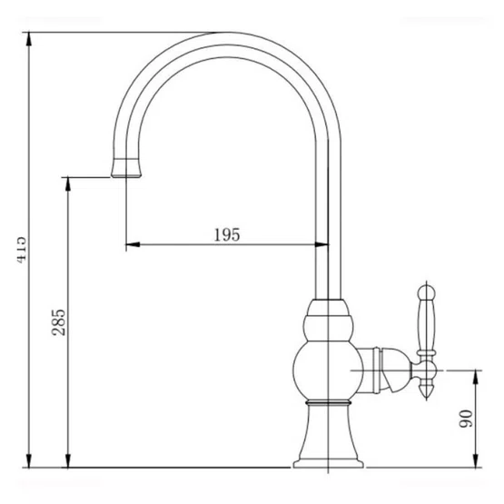 Misturador Monocomando Rubinettos Classic Dourado Bica Alta Giratória