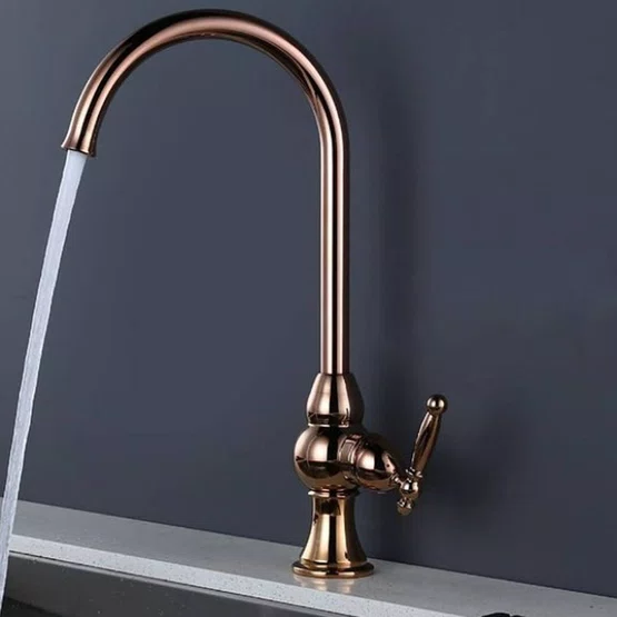Misturador Monocomando Rubinettos Classic Rose Gold Bica Alta Giratória