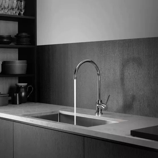 Misturador Monocomando Rubinettos Gourmet Classic Inox Bica Alta Giratória
