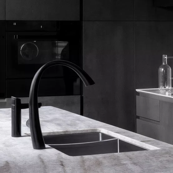 Misturador Monocomando Rubinettos Chef Gourmet Classic Black Matte Ducha Extensível