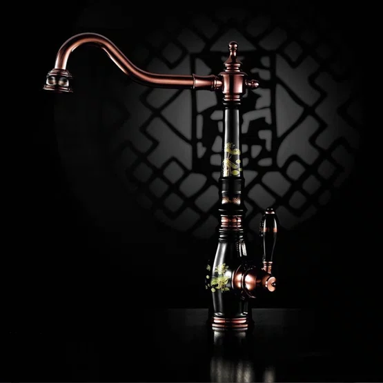 Misturador Monocomando Rubinettos Gourmet Classic Preto e Rose Gold