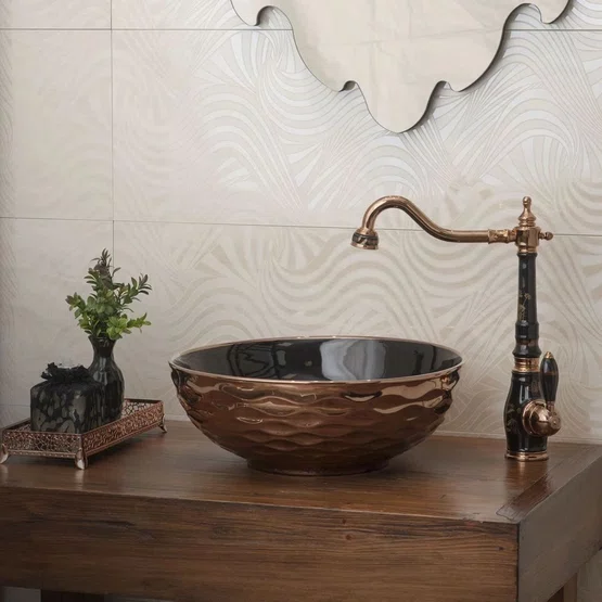 Misturador Monocomando Rubinettos Gourmet Classic Preto e Rose Gold