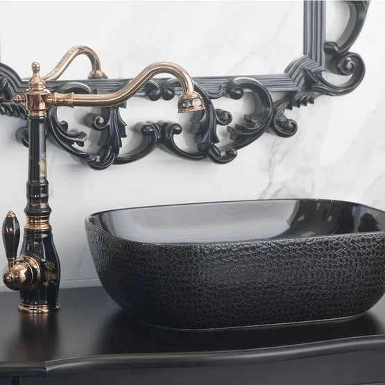 Misturador Monocomando Rubinettos Gourmet Classic Preto e Rose Gold