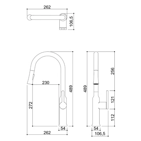 Misturador Monocomando Rubinettos Gourmet Classic Aço Escovado com Ducha Extensível