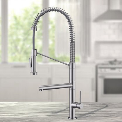Misturador Monocomando Rubinettos Gourmet Classic Aço Escovado com Bica Dupla