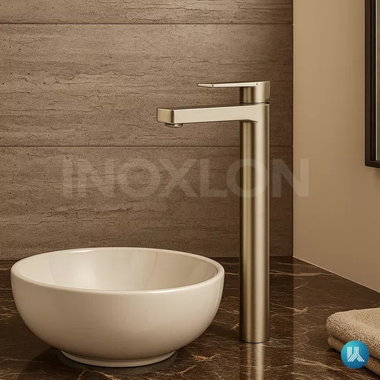 Misturador Monocomando Docol Argon Bica alta de mesa para lavatório Níquel Escovado