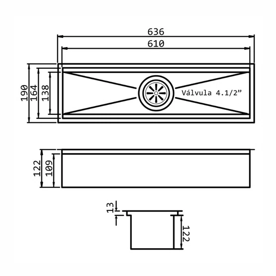 Canal Organizador Úmido Premium Ghelplus com Acessórios 60 cm Inox