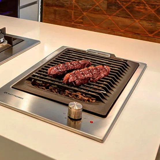 Cooktop Dominó Barbecue Quadratto Elettromec Pedras Vulcânicas 30 cm 220 V