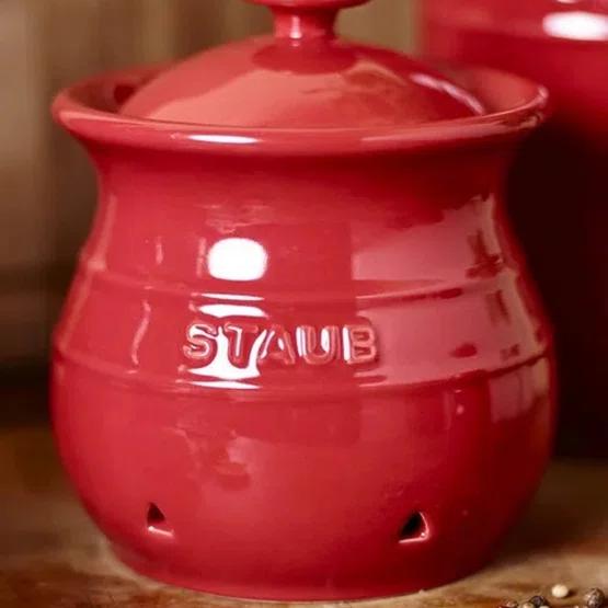 Porta Alho Staub em Cerâmica 11cm Vermelho Cereja