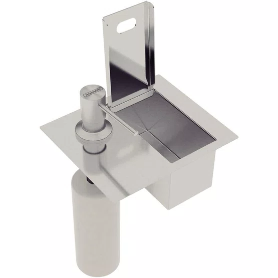 Porta Esponja de Embutir com Tampa e Dosador de Sabão 500ml Tramontina em Inox
