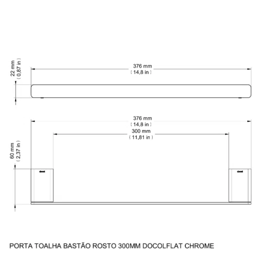 Porta-Toalhas de Rosto Docol Flat Cromado 30 cm