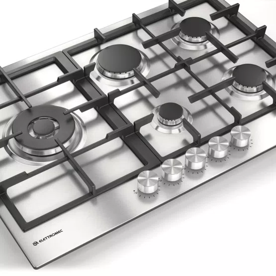Cooktop Luce Elettromec 5 Queimadores a Gás Step Flame 75 cm Bivolt