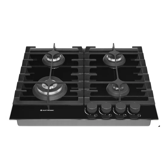 Cooktop Vetro Elettromec 4 Queimadores a Gás Vitrocerâmico 60 cm Bivolt