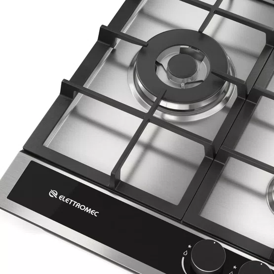 Cooktop Sole Elettromec 5 Queimadores a Gás Inox e Vidro 70 cm Bivolt
