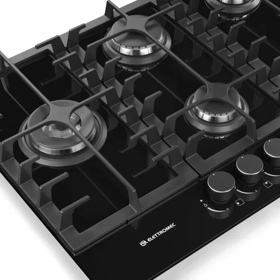 Cooktop Vetro Elettromec 5 Queimadores a Gás Vitrocerâmico 70 cm Bivolt
