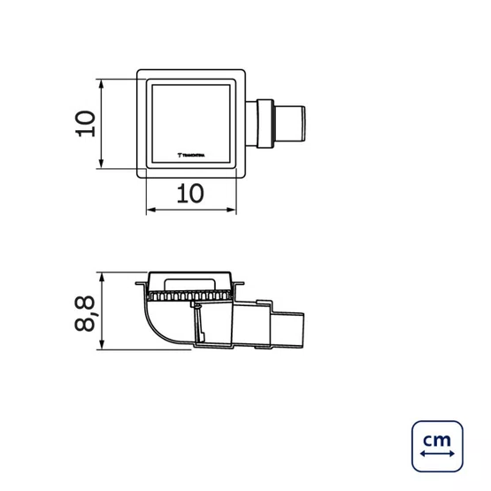 Ralo Quadrado Neo Square Tramontina 10cm com Válvula Anti-retorno Inox e PVC