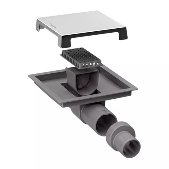 Ralo Quadrado Neo Square Tramontina 15cm com Válvula Anti-retorno Inox e PVC