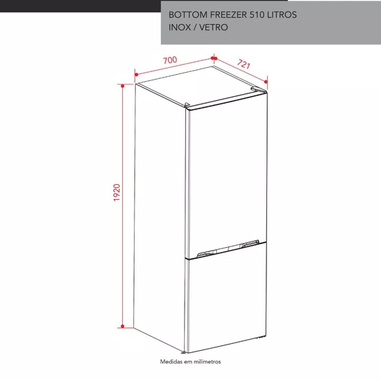 Refrigerador Bottom Freezer Vetro Elettromec 510 Litros 220 V