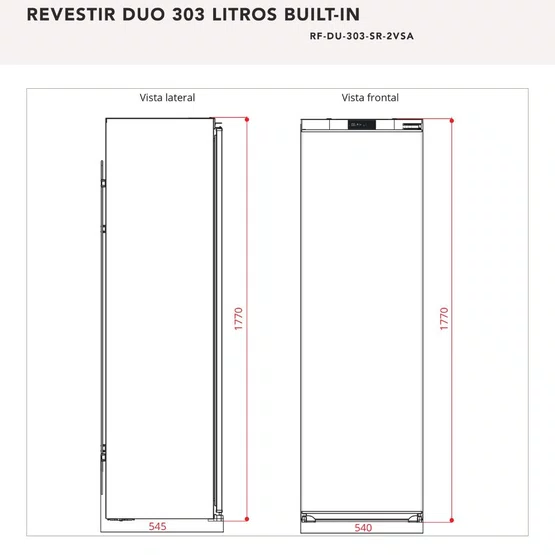 Refrigerador Duo de Embutir e Revestir Elettromec 303 Litros 220V