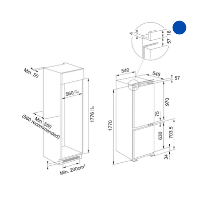 Refrigerador de Embutir e Revestir FCB 320 TNF BR 278 Litros Franke