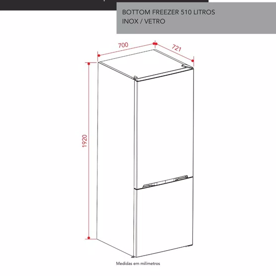 Refrigerador Bottom Freezer Inox Elettromec Abertura para Esquerda 510L 220V