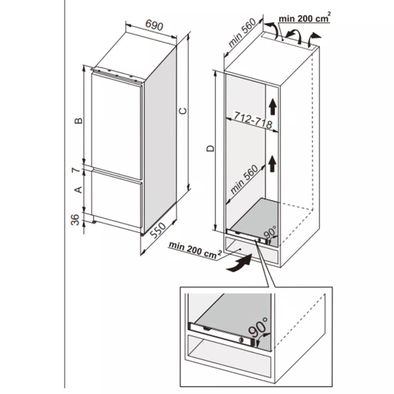 Refrigerador Bottom Freezer Elettromec 341L de Revestir 220V