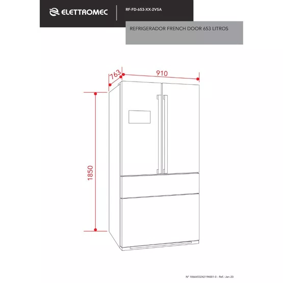 Refrigerador French Door Elettromec Inox 653 Litros 220V