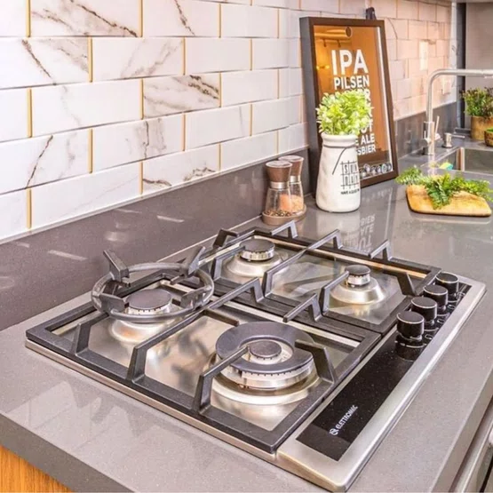 Cooktop Sole Elettromec 4 Queimadores a Gás Inox e Vidro 60 cm Bivolt