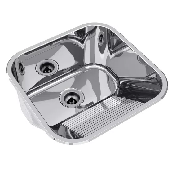 Tanque de Embutir ou Sobrepor Lavanderia Inox Mekal CT-40 40x40x22cm Alto Brilho