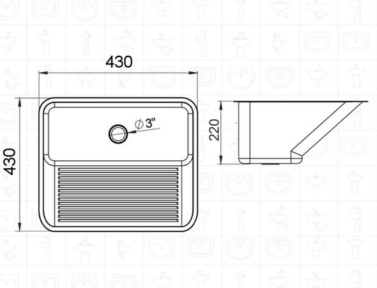 Tanque de Embutir DeBacco/GhelPlus Monobloco 40x40cm 25L Inox