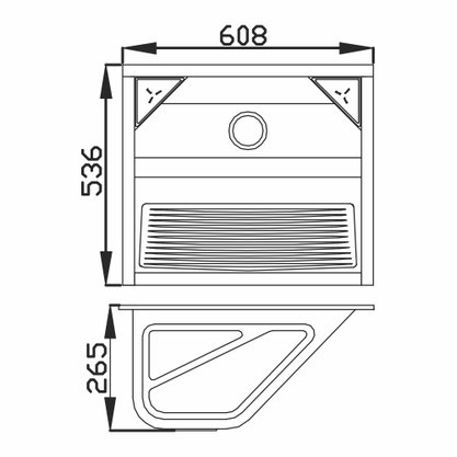 Tanque de Embutir Ghelplus 500 48 Litros  60,8x53,6cm Inox Polido