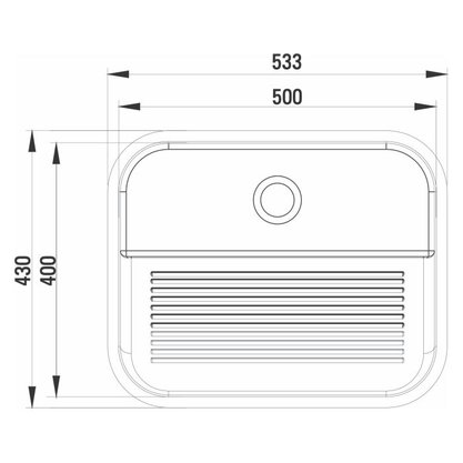 Tanque GhelPlus De Embutir Monobloco 50x40cm 30L Inox Acetinado Válvula 3"
