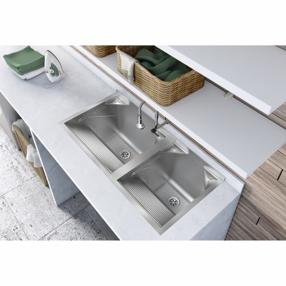 Tanque Duplo GhelPlus de Sobrepor 104x51cm 114 Litros Inox