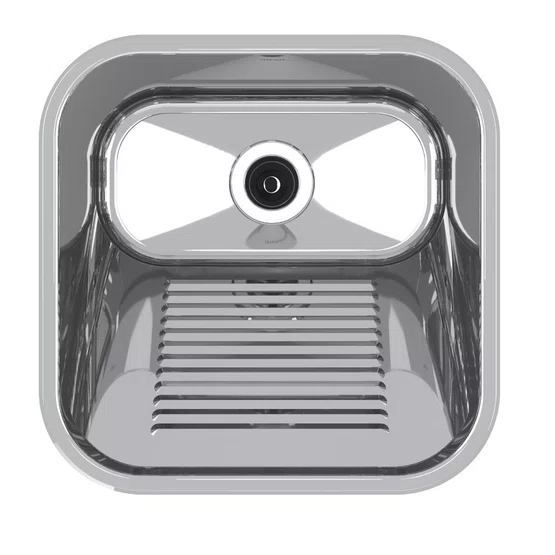 Tanque de Embutir ou Sobrepor Lavanderia Inox Mekal CT-40 40x40x22cm Alto Brilho