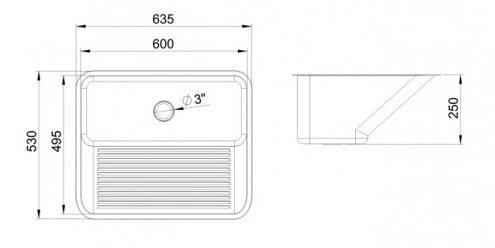 Tanque Inox Acetinado GhelPlus 60x50x25cm 55 Litros De Embutir