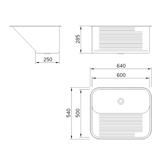 Tanque de Embutir ou Sobrepor Lavanderia Mekal CT-60 60x50x28,5cm Inox Alto Brilho
