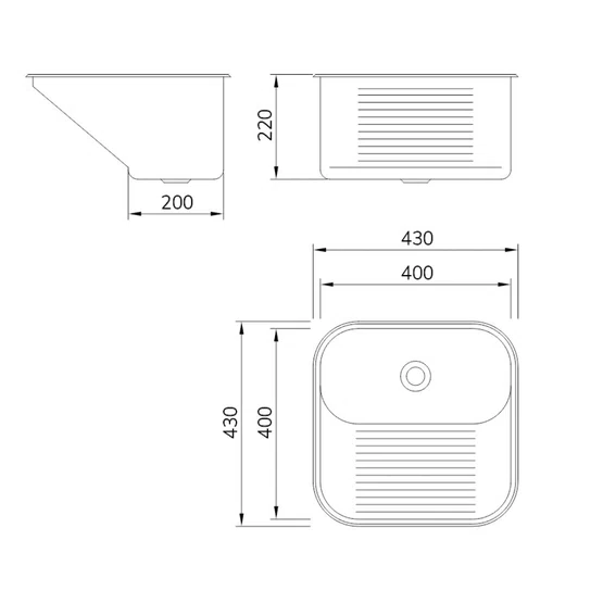 Tanque de Embutir ou Sobrepor Lavanderia Inox Mekal CT-40 40x40x22cm Alto Brilho