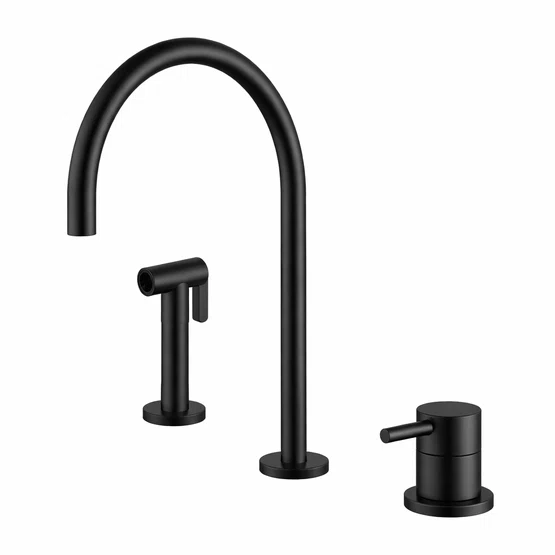 Torneira Monocomando Bica Alta para Cozinha Com Ducha Manual Kromma Black Matte