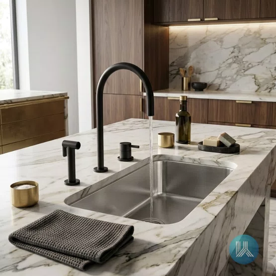 Torneira Monocomando Bica Alta para Cozinha Com Ducha Manual Kromma Black Matte