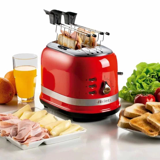 Torradeira Elétrica Moderna 149 Ariete para 2 Fatias 6 Níveis 750W Vermelho