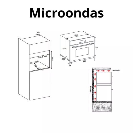 Torre de Embutir Cuisinart Prime Cooking Forno Elétrico + Microondas Inox 220V