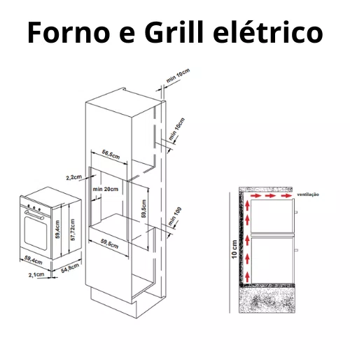 Torre de Embutir Cuisinart Micro-ondas 31L + Forno e Grill Elétrico 60cm 220V