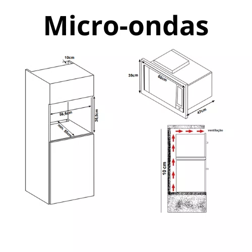 Torre de Embutir Cuisinart Micro-ondas 31L + Forno e Grill Elétrico 60cm 220V