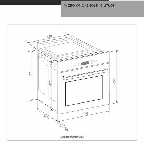 Torre Quente de Embutir Sole Elettromec + Gaveta Aquecida 14cm Inox