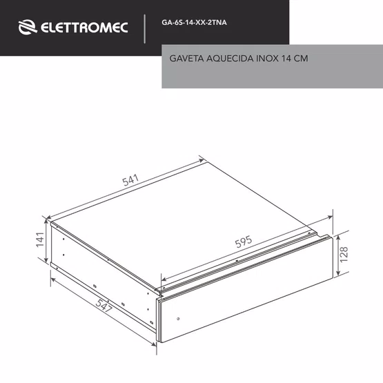 Torre Quente de Embutir Sole Elettromec + Gaveta Aquecida 14cm Inox
