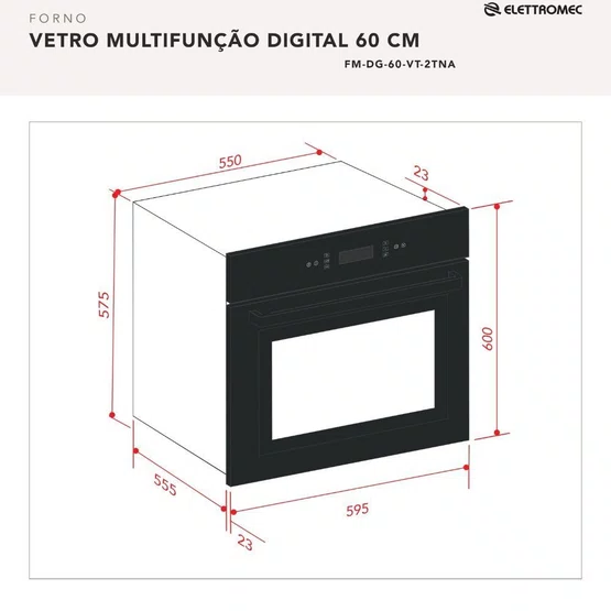 Torre Quente de Embutir Vetro Elettromec + Gaveta Aquecida 14cm