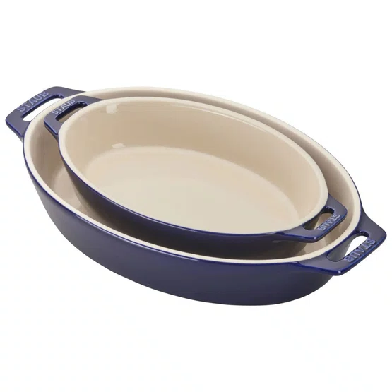 Travessa Oval em Cerâmica Staub 17cm Azul Marinho