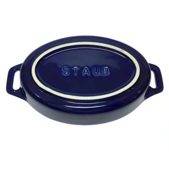 Travessa Oval em Cerâmica Staub 17cm Azul Marinho