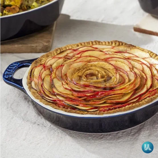 Travessa Premium Staub de Torta Redonda Ceramica Azul Marinho 24cm