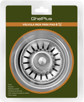 Válvula GhelPlus Para Cuba de 4,5" Básica - Pino Inox